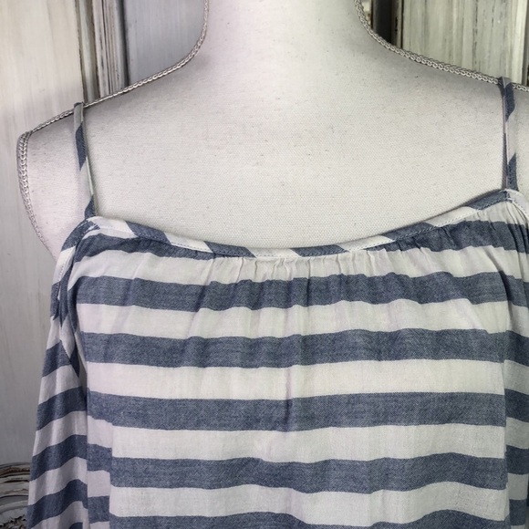 Beachlunchlounge 100% Cotton Striped Cold Shoulder Mid Sleeve Top Size Medium - Picture 7 of 11